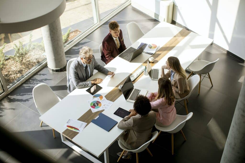 Multiethnic business people working together in the office